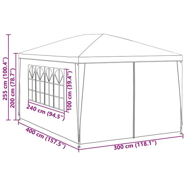 Grote foto vidaxl partytent met wand rood 400 x 300 x 255 cm tuin en terras overige tuin en terras