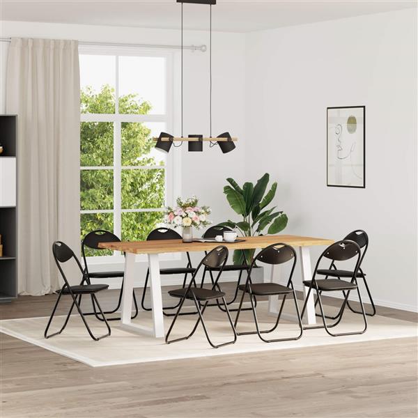 Grote foto vidaxl inklapbare stoel 8 pcs zwart 48 x 43 5 x 81 cm nep leer huis en inrichting stoelen