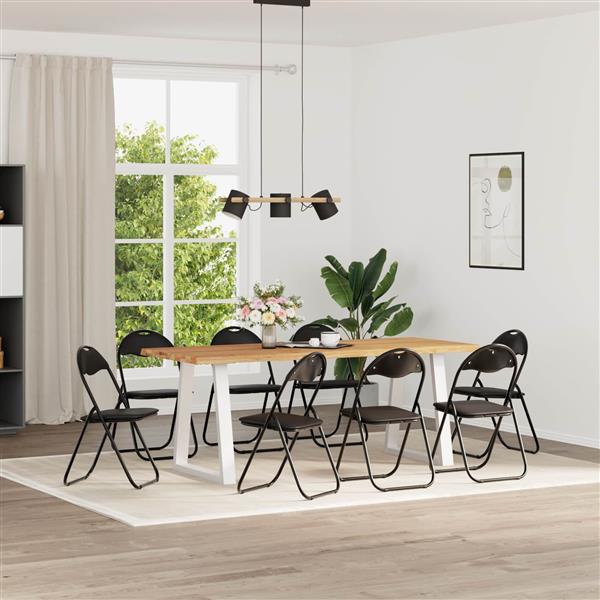 Grote foto vidaxl inklapbare stoel 8 pcs zwart 48 x 43 5 x 81 cm nep leer huis en inrichting stoelen