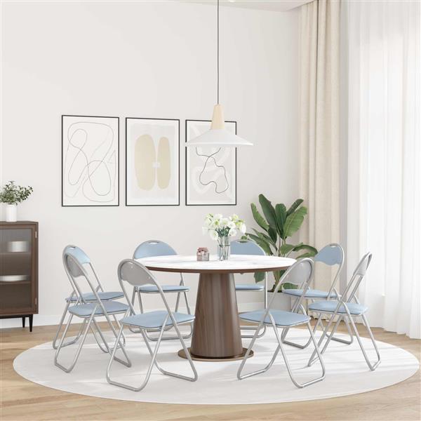 Grote foto vidaxl inklapbare stoel 8 pcs grijs 48 x 43 5 x 81 cm nep leer huis en inrichting stoelen