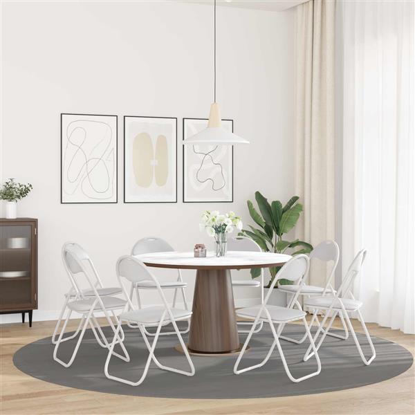 Grote foto vidaxl inklapbare stoel 8 pcs wit 48 x 43 5 x 81 cm nep leer huis en inrichting stoelen