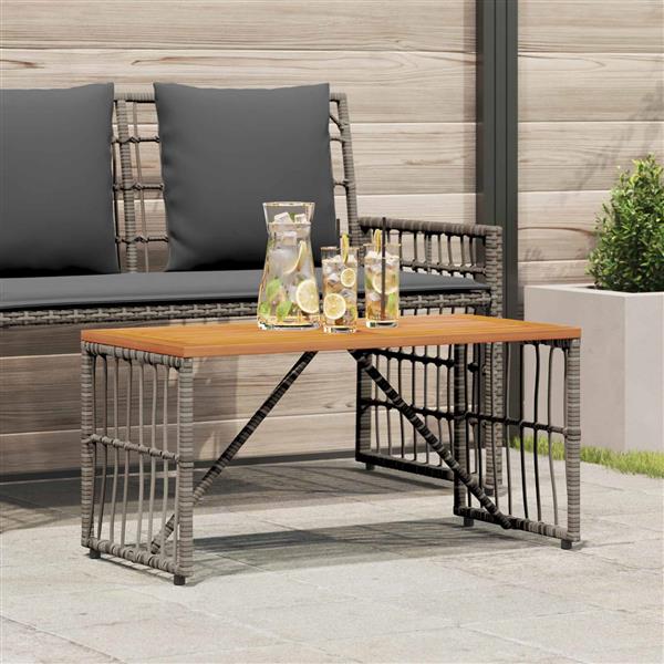 Grote foto vidaxl buiten tafel grijs 80 x 40 x 40 cm staal en poly rattan tuin en terras tuinmeubelen