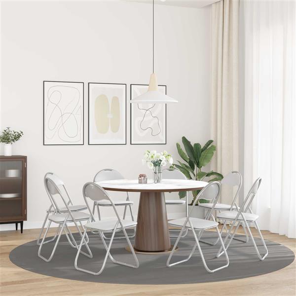Grote foto vidaxl inklapbare stoel 8 pcs wit en grijs 48 x 43 5 x 81 cm nep leer huis en inrichting stoelen