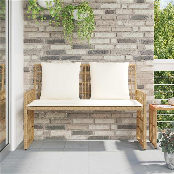 Grote foto vidaxl tuinbank effen natuurlijk en cr me 116 x 55 x 82 cm tuin en terras tuinmeubelen