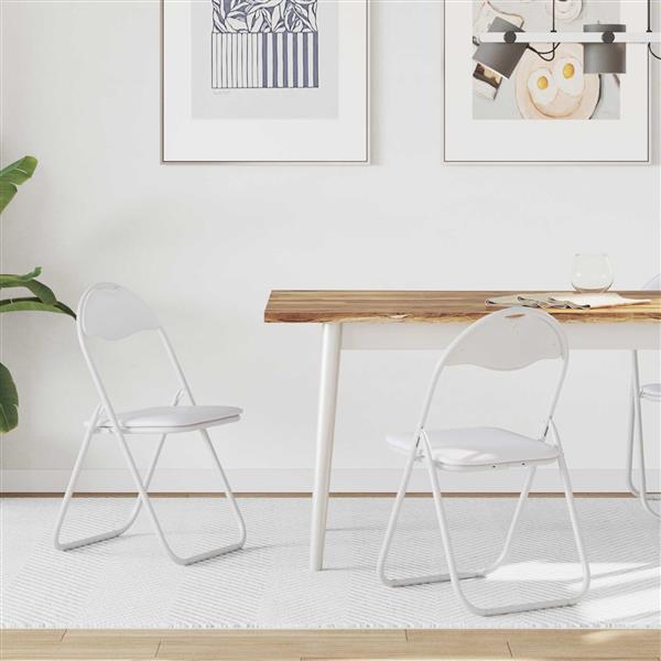 Grote foto vidaxl inklapbare stoel 2 pcs wit en grijs 48 x 43 5 x 81 cm nep leer huis en inrichting stoelen