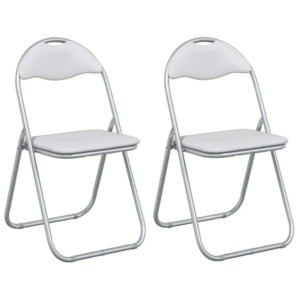 Grote foto vidaxl inklapbare stoel 2 pcs wit en grijs 48 x 43 5 x 81 cm nep leer huis en inrichting stoelen