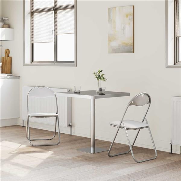 Grote foto vidaxl inklapbare stoel 2 pcs wit en grijs 48 x 43 5 x 81 cm nep leer huis en inrichting stoelen
