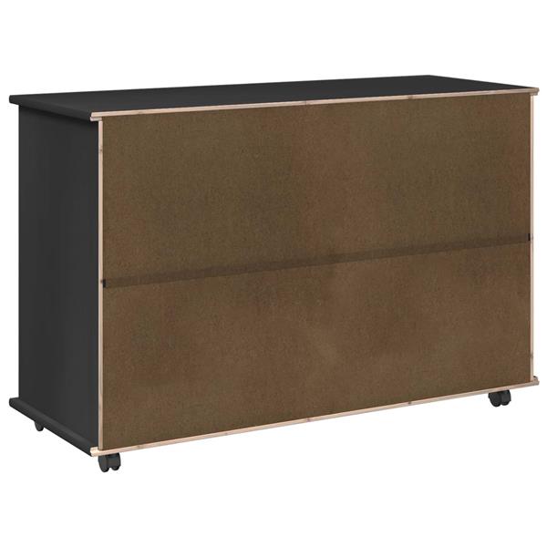 Grote foto vidaxl rolling kast zwart 100 x 39 x 65 5 cm massief vurenhout huis en inrichting overige