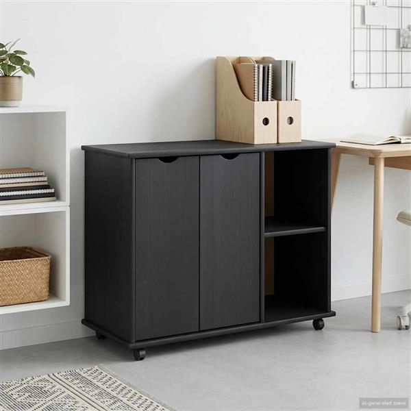 Grote foto vidaxl rolling kast grijs 100 x 39 x 65 5 cm massief vurenhout huis en inrichting overige