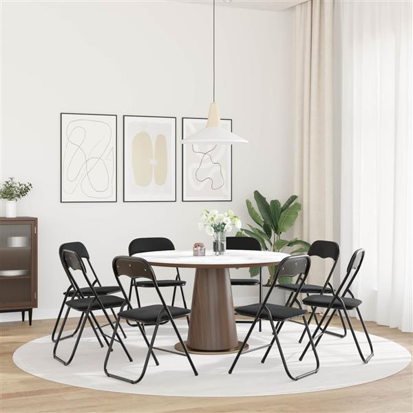 Grote foto vidaxl inklapbare stoel 8 pcs zwart 48 x 44 x 78 cm fluweel huis en inrichting stoelen