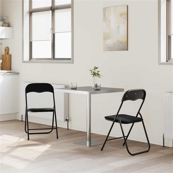 Grote foto vidaxl inklapbare stoel 2 pcs zwart 48 x 44 x 78 cm fluweel huis en inrichting stoelen