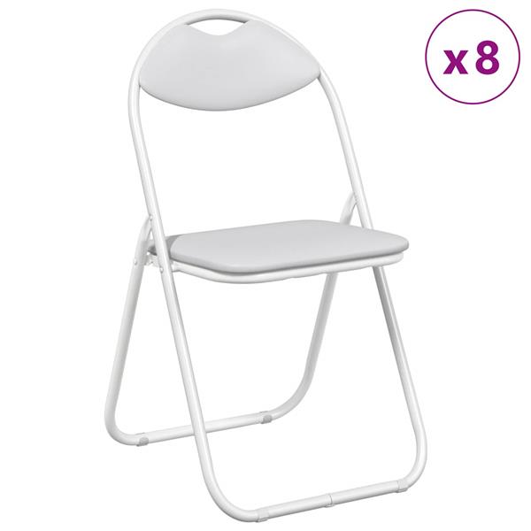 Grote foto vidaxl inklapbare stoel 8 pcs wit 48 x 43 5 x 81 cm nep leer huis en inrichting stoelen
