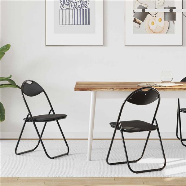 Grote foto vidaxl inklapbare stoel 2 pcs zwart 48 x 43 5 x 81 cm nep leer huis en inrichting stoelen