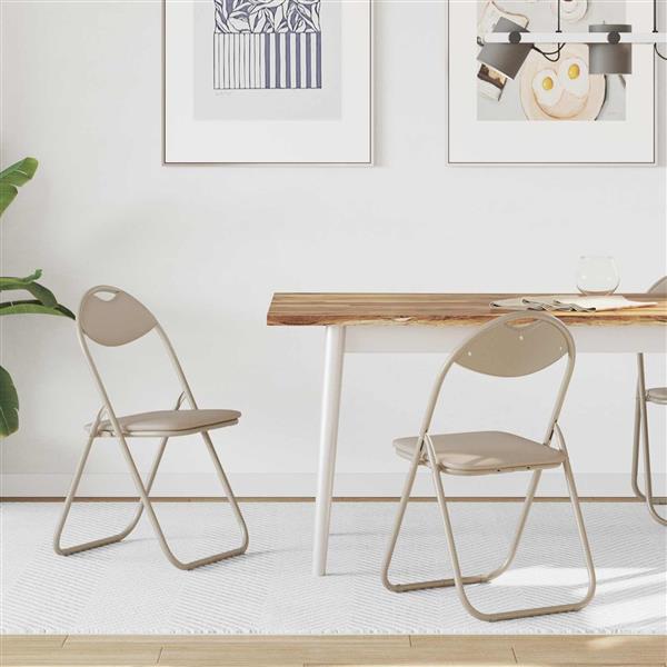 Grote foto vidaxl inklapbare stoel 2 pcs zand 48 x 43 5 x 81 cm nep leer huis en inrichting stoelen