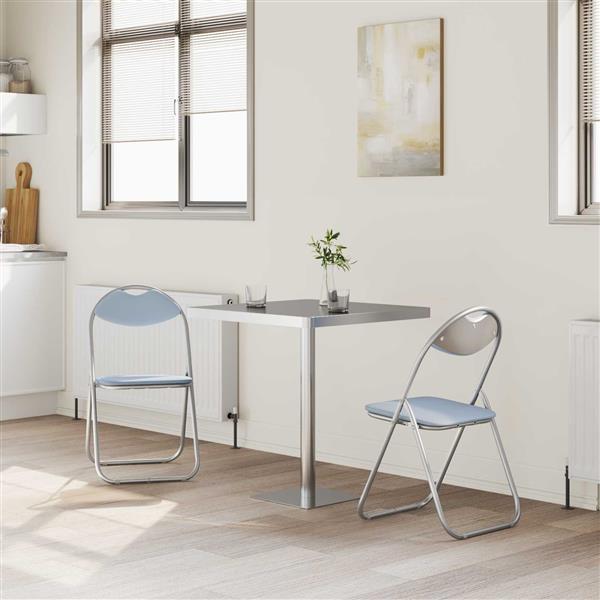 Grote foto vidaxl inklapbare stoel 2 pcs grijs 48 x 43 5 x 81 cm nep leer huis en inrichting stoelen