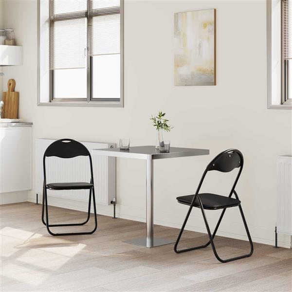 Grote foto vidaxl inklapbare stoel 2 pcs zwart 48 x 43 5 x 81 cm nep leer huis en inrichting stoelen