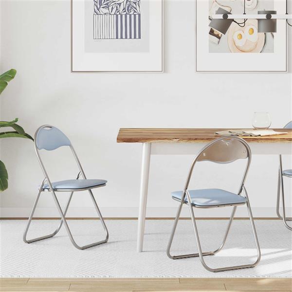 Grote foto vidaxl inklapbare stoel 2 pcs grijs 48 x 43 5 x 81 cm nep leer huis en inrichting stoelen