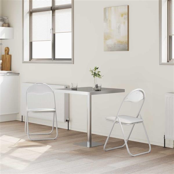 Grote foto vidaxl inklapbare stoel 2 pcs wit en grijs 48 x 43 5 x 81 cm nep leer huis en inrichting stoelen