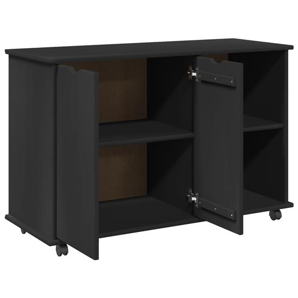 Grote foto vidaxl rolling kast zwart 100 x 39 x 65 5 cm massief vurenhout huis en inrichting overige