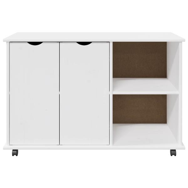 Grote foto vidaxl rolling kast met wiel wit 100 x 39 x 65 5 cm massief vurenhout huis en inrichting overige