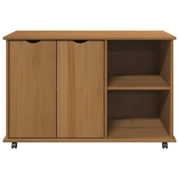 Grote foto vidaxl rolling kast honingbruin 100 x 39 x 65 5 cm massief vurenhout huis en inrichting overige