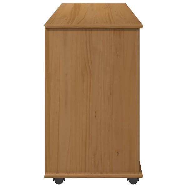 Grote foto vidaxl rolling kast honingbruin 100 x 39 x 65 5 cm massief vurenhout huis en inrichting overige