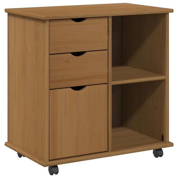 Grote foto vidaxl rolling kast honingbruin 63 5 x 39 x 65 5 cm massief vurenhout huis en inrichting overige