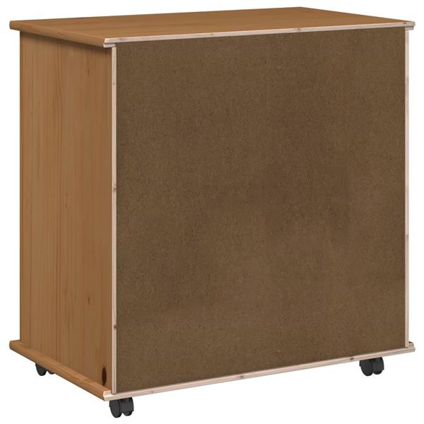 Grote foto vidaxl rolling kast honingbruin 63 5 x 39 x 65 5 cm massief vurenhout huis en inrichting overige
