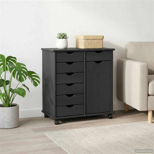 Grote foto vidaxl rolling kast grijs 63 5 x 39 x 65 5 cm massief vurenhout huis en inrichting overige