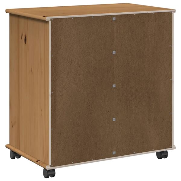 Grote foto vidaxl rolling kast honingbruin 63 5 x 39 x 65 5 cm massief vurenhout huis en inrichting overige
