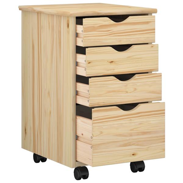 Grote foto vidaxl rolling kast met wiel bruin 34 x 39 x 56 cm massief grenenhout huis en inrichting overige