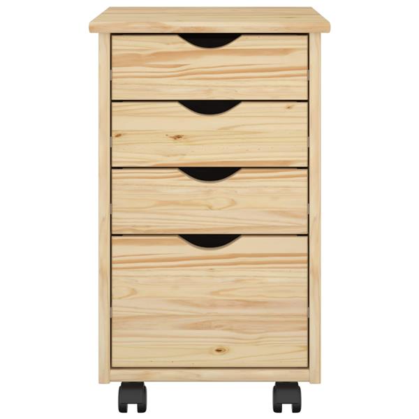 Grote foto vidaxl rolling kast met wiel bruin 34 x 39 x 56 cm massief grenenhout huis en inrichting overige