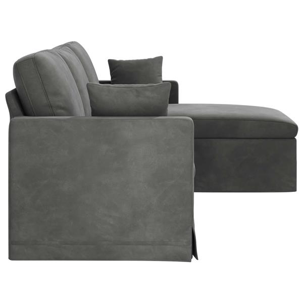 Grote foto vidaxl bank donkergrijs 198 x 134 x 80 cm fluweel huis en inrichting bankstellen