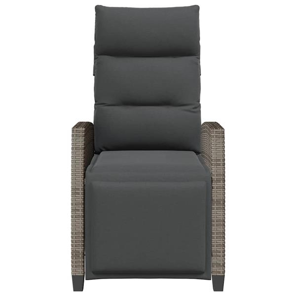 Grote foto vidaxl verstelbare tuinstoel met bijzettafel poly rattan grijs tuin en terras tuinmeubelen