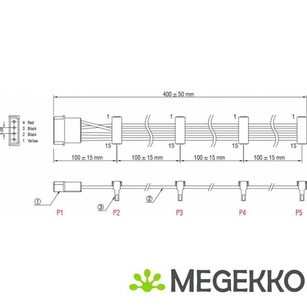 Grote foto delock 60142 kabel voeding molex 4 polige stekker 4 x sata 15 polige bus 40cm computers en software overige computers en software