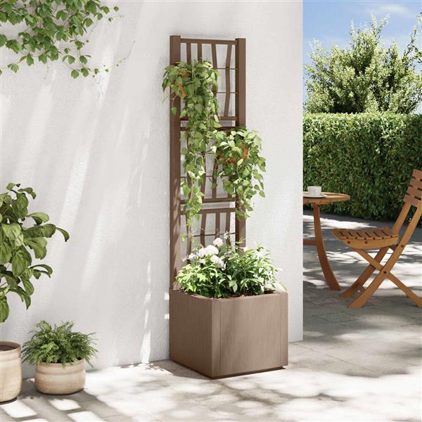 Grote foto vidaxl tuindruppel met trellis bruin 36 x 36 x 140 cm pp tuin en terras overige tuin en terras
