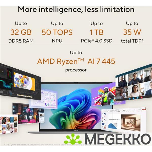 Grote foto asus vivobook s16 m3607ga sh004w copilot pc 16 amd ryzen ai 7 computers en software overige computers en software