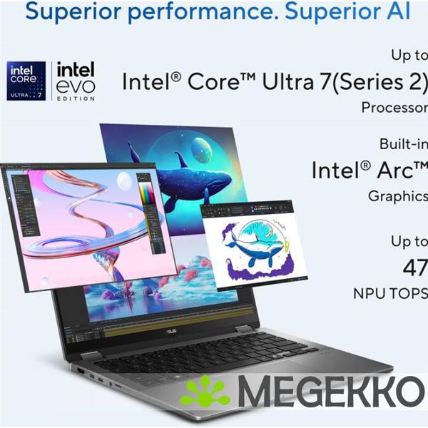 Grote foto asus vivobook 14 flip tp3407sa ql039w 14 intel core ultra 7 computers en software overige computers en software