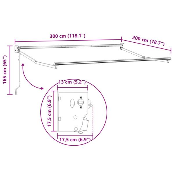 Grote foto vidaxl elektrisch uitschuifbaar zonnescherm frame antraciet 3 x 2 m tuin en terras overige tuin en terras