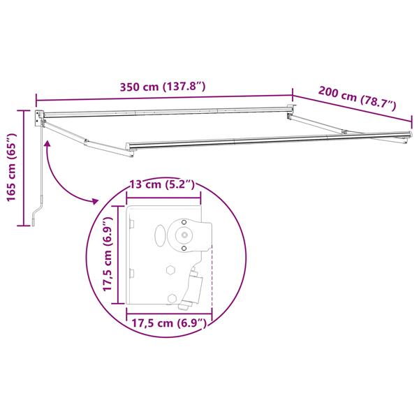 Grote foto vidaxl handmatig uitschuifbaar zonnescherm antraciet 3 5 x 2 m tuin en terras overige tuin en terras