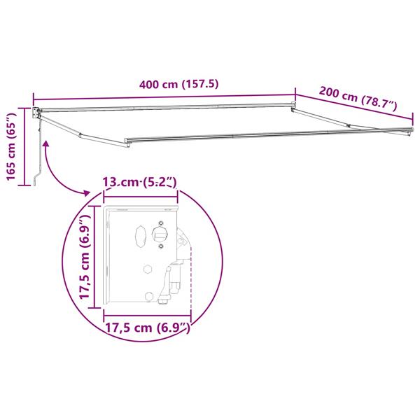 Grote foto vidaxl elektrisch uitschuifbaar zonnescherm frame wit 4 x 2 m tuin en terras overige tuin en terras
