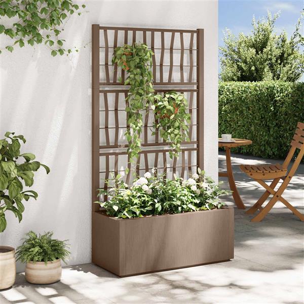 Grote foto vidaxl tuindruppel met trellis bruin 80 x 36 x 140 cm pp tuin en terras overige tuin en terras