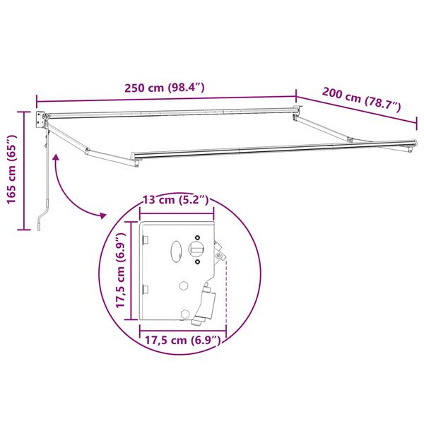Grote foto vidaxl elektrisch uitschuifbaar zonnescherm frame wit 2 5 x 2 m tuin en terras overige tuin en terras