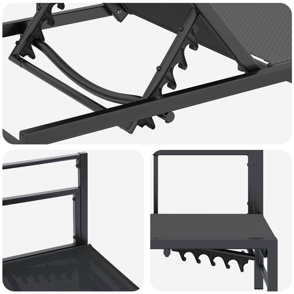 Grote foto vidaxl ligstoel zwart 200 x 62 x 59 5 cm textileen tuin en terras tuinmeubelen