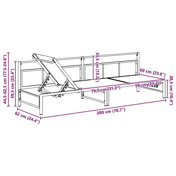 Grote foto vidaxl ligstoel zwart 200 x 62 x 59 5 cm textileen tuin en terras tuinmeubelen