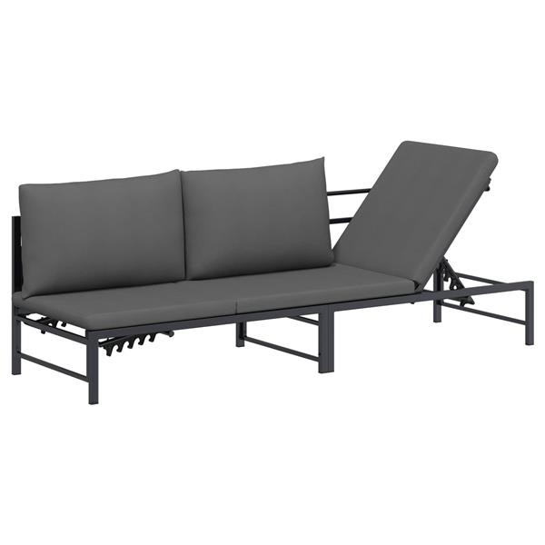 Grote foto vidaxl 3 persoons zonligbed zwart 200 x 62 x 59 5 cm textileen tuin en terras tuinmeubelen