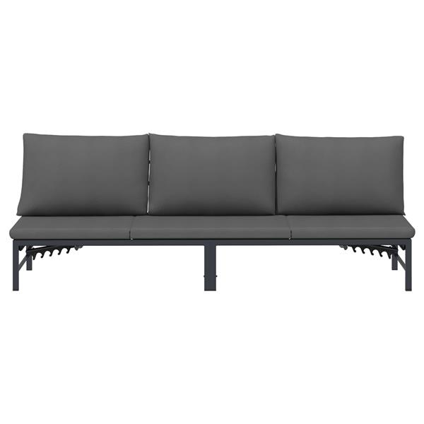 Grote foto vidaxl 3 persoons zonligbed zwart 200 x 62 x 59 5 cm textileen tuin en terras tuinmeubelen