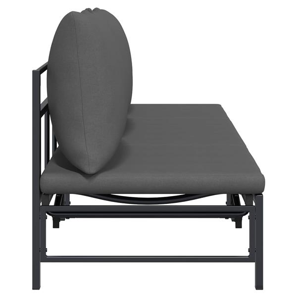 Grote foto vidaxl 3 persoons zonligbed zwart 200 x 62 x 59 5 cm textileen tuin en terras tuinmeubelen