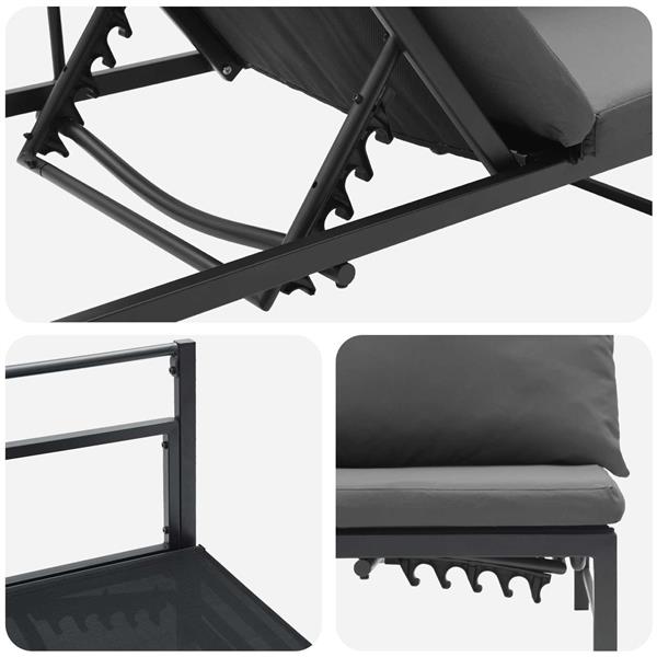 Grote foto vidaxl 3 persoons zonligbed zwart 200 x 62 x 59 5 cm textileen tuin en terras tuinmeubelen