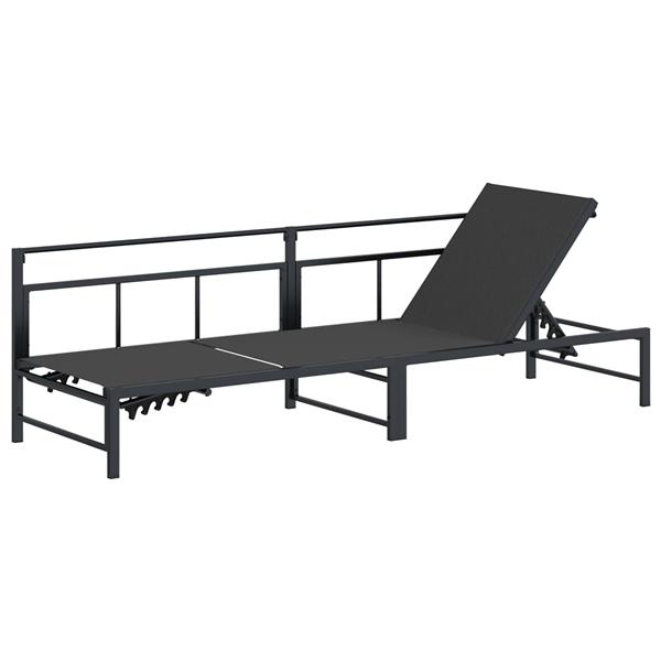 Grote foto vidaxl ligstoel zwart 200 x 62 x 59 5 cm textileen tuin en terras tuinmeubelen